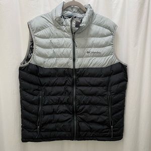 Columbia Omni Heat Grey Black Zip Front Puffy Vest